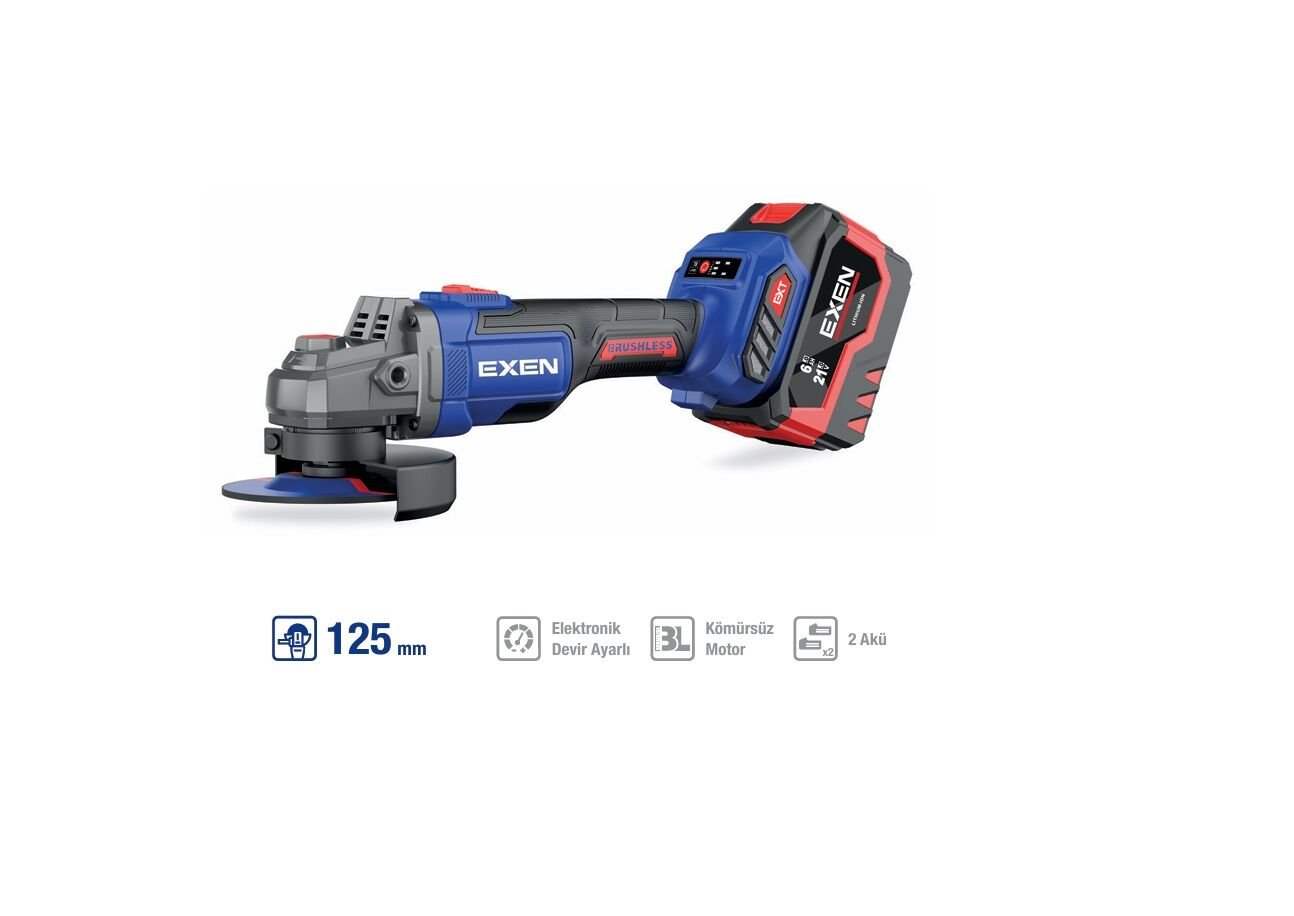 EXEN EN 456 ATS 21 V. 6 AH. 125 MM KÖMÜRSÜZ ŞARJLI AVUÇ TAŞLAMA