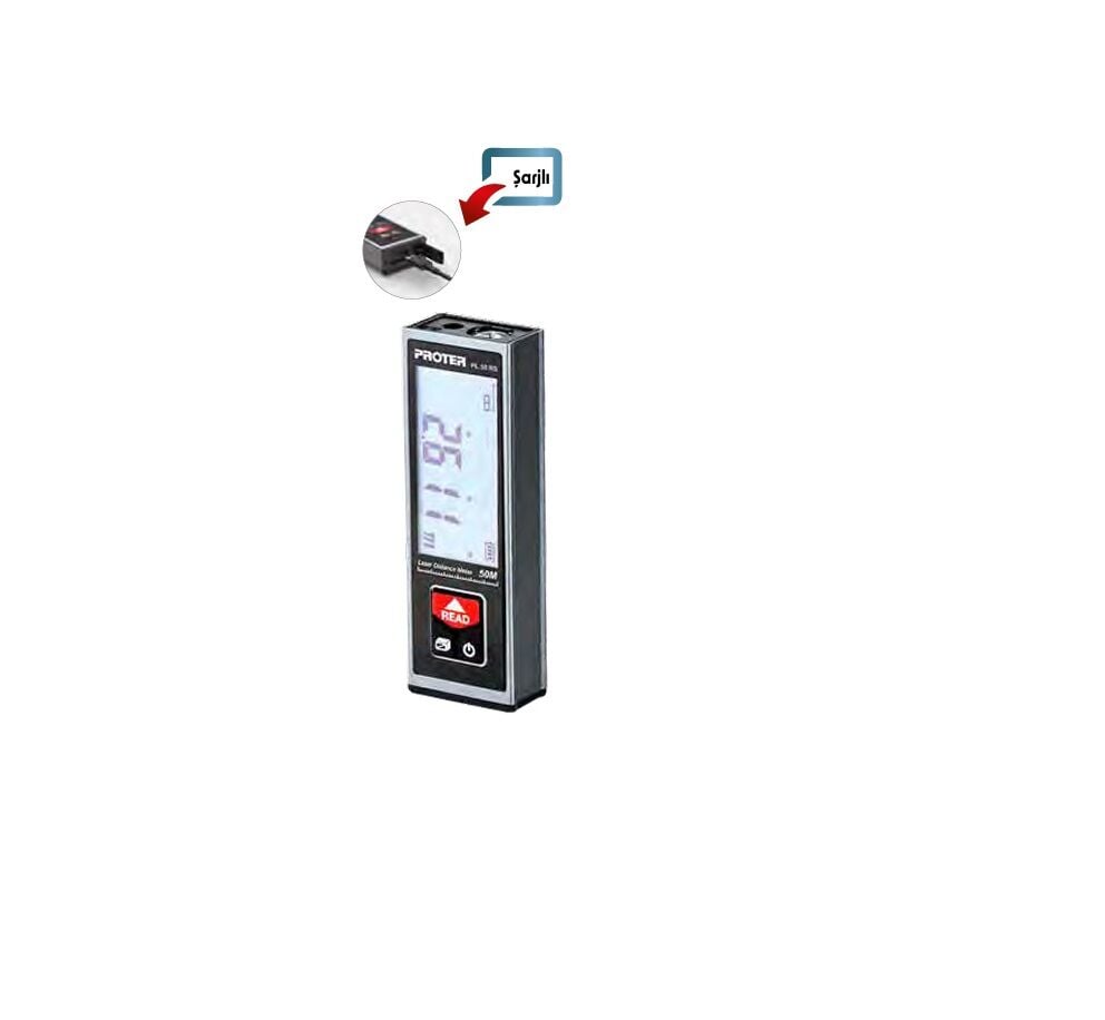 PROTER PL 55 RS 50 MT. LAZER METRE 3.7 V 0.85 AH LİON PİL (KIRMIZI LAZER ŞARJLI)